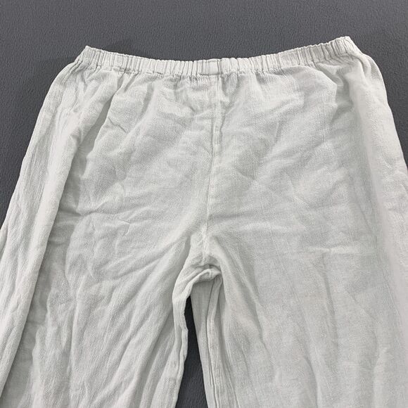 Oh My Gauze Pants Womens 3 White Wide Leg Ankle Ruffle Hem Boho Elastic Waist - Picture 16 of 16